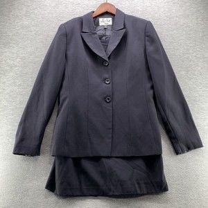 Le Suit Petite Women's Navy Blue 2-Piece Jacket & Skirt Set Size 10P (A31  )